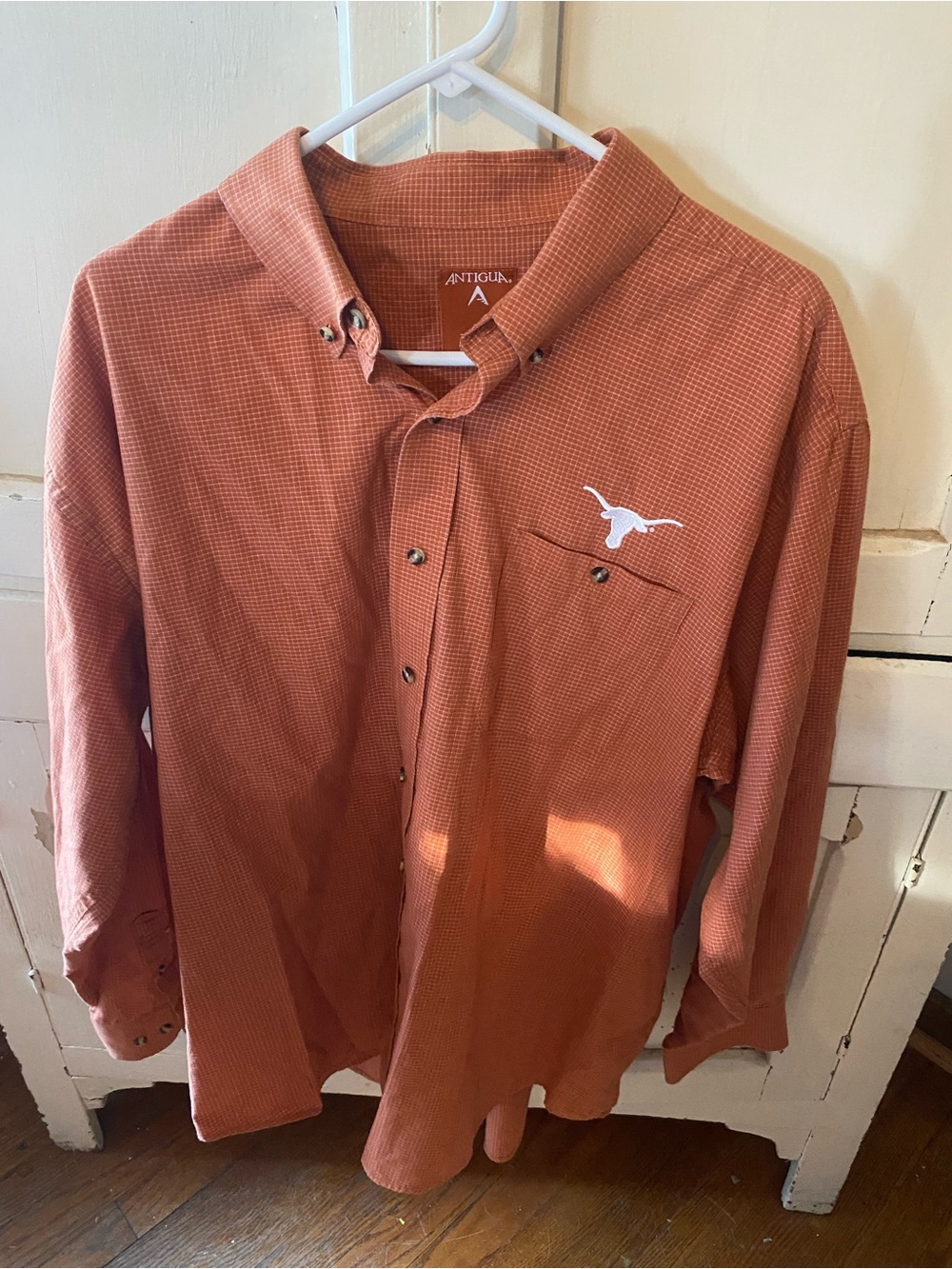 Antigua Men’s Button-Down Shirt - Rust Orange